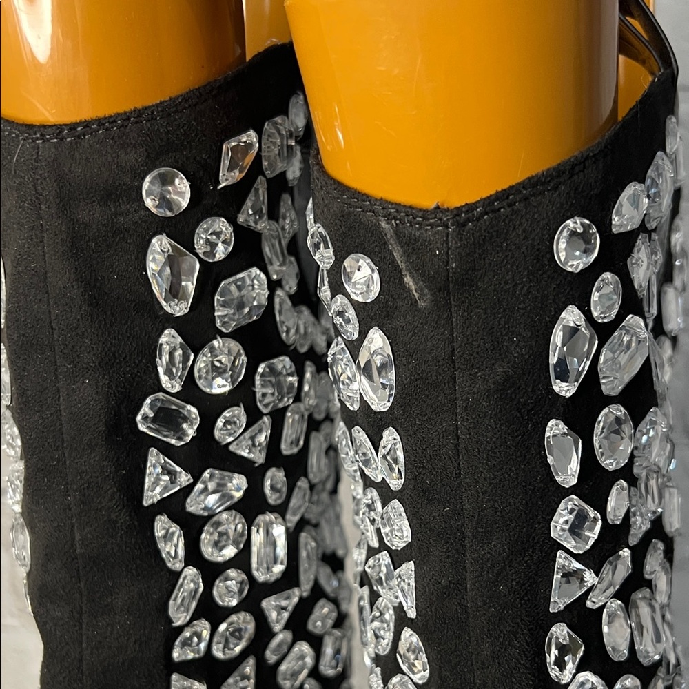 Lauren Lorraine Hana Black and Silver Embellished Heeled Boots - Picture 7 of 11